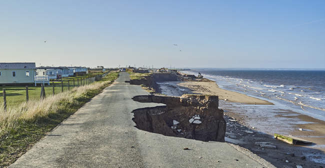 Coastal erosion of the cliffs at Skipsea