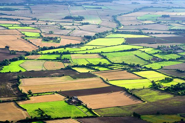 Aerial view of farmland around Southwell, Nottinghamshire