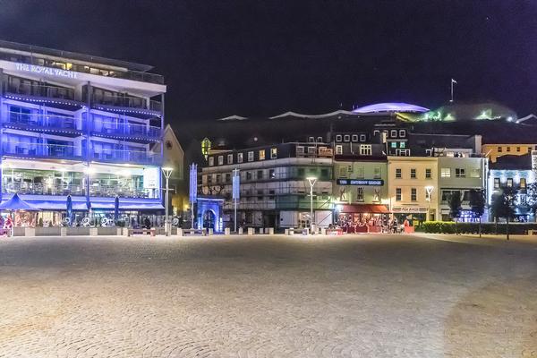 The streets of St Helier by night