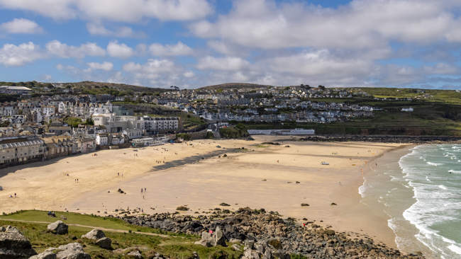 View of Porthmeor Beach at St Ives, Cornwall
