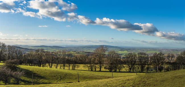 Looking out towards the Vale of Evesham from Broadway Hill
