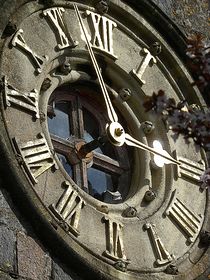 St Mary's church clock face. &copy; Jonathan Harris