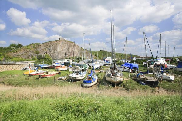 Boats on the River Axe near Weston Super Mare
