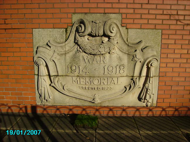 This Memorial was taken from the now detroyed Victoria Hospital and now displayed in the library gardens. &copy; Barbara Whiteman 